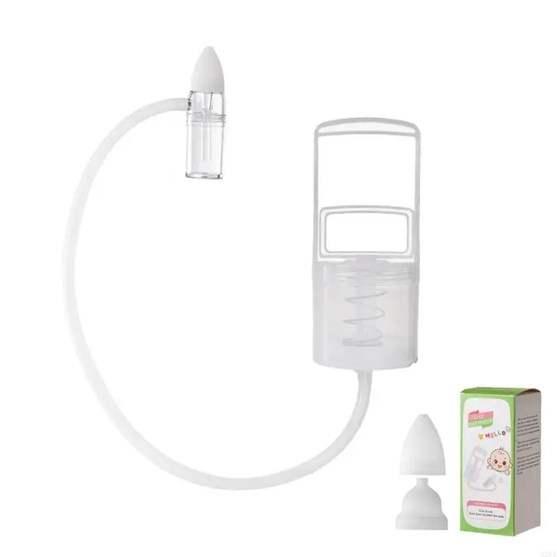 Baby Nose Aspirator Manual Pull Handle Cleaner with Soft Tip, Clear Suction Chamber and Flexible Tube for Infant Family A2UB