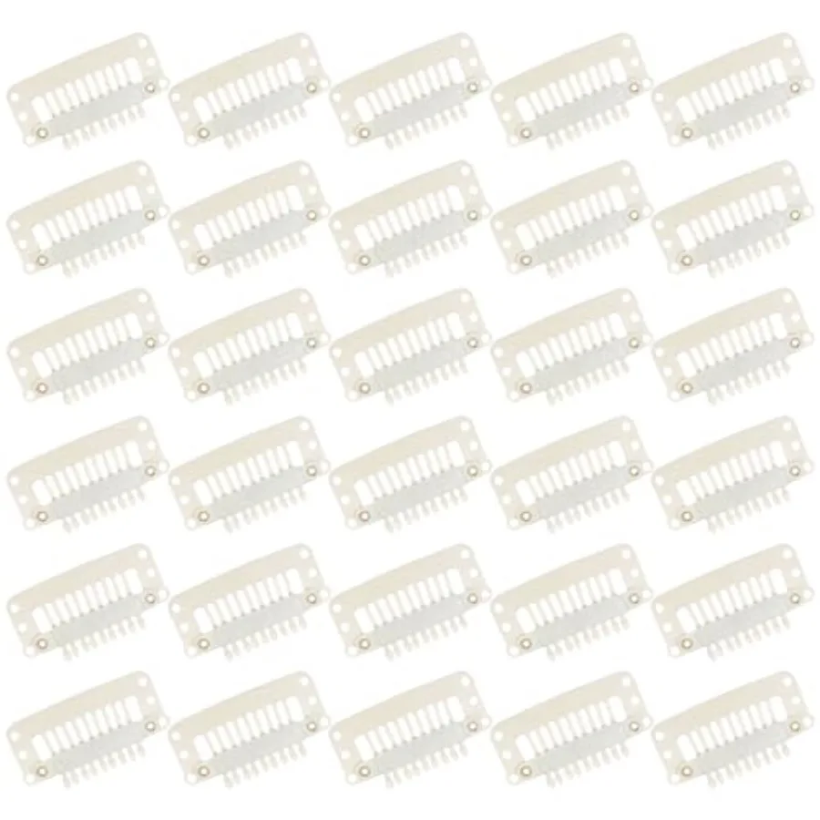 

Hair extension clips for DIY wigs: 30 pcs, 32 mm, 9-teeth snap clips, plastic, black, secure grip and easy installation
