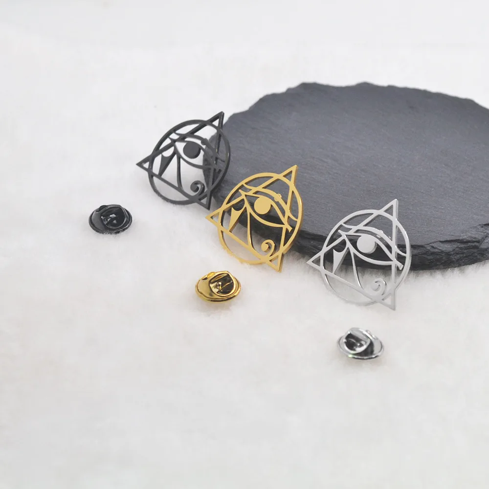 Eye of Horus Brooch From Ancient Egypt Stainless Steel Texture Men's Formal Sleeve Studs Business Suit Shirt Accessory