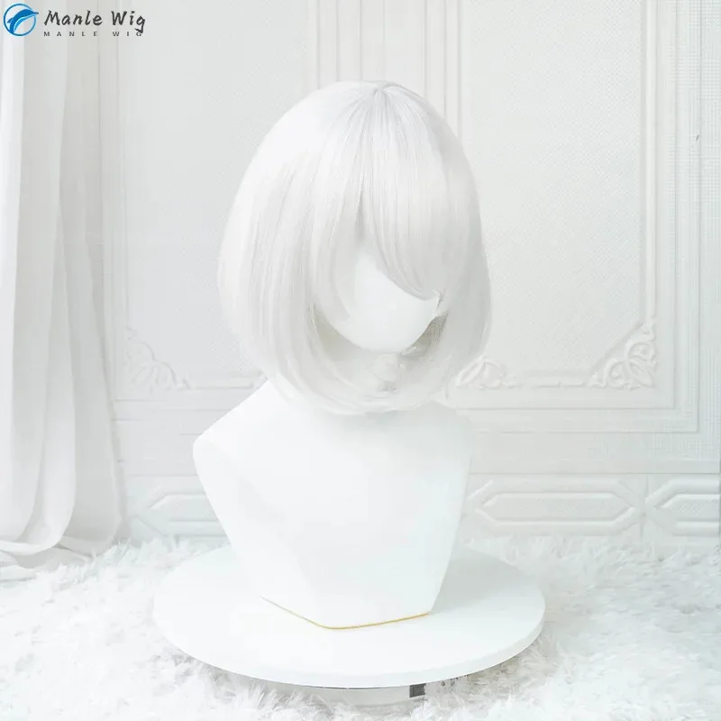 qq681Game 2B YoRHa No. 2 Type B Cosplay 33cm Short Whirt BoBo Heat Resistant Halloween Wigs + Free Wig Cap