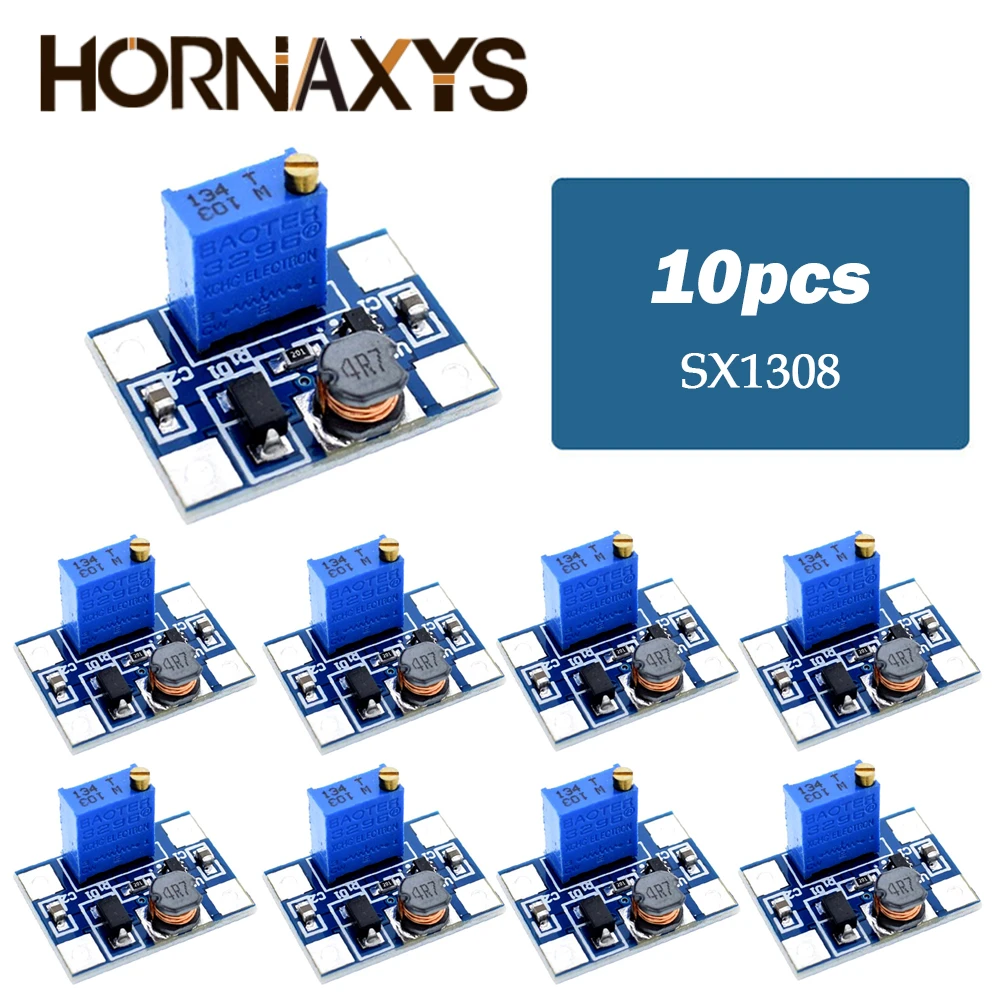 10pcs DC-DC SX1308 Step-UP Adjustable Power Supply Module DC DC Step Up Boost Converter Adjust Power Supply 2-24V to 2-28V 2A