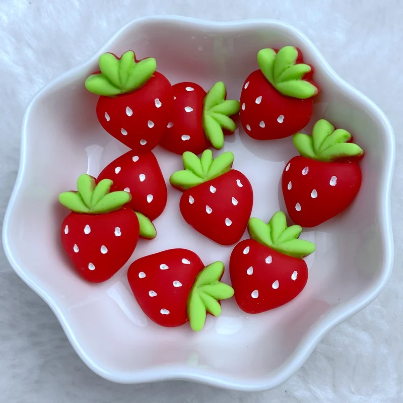 10Pcs New Mini Cute Mixed Small Strawberry Series Flat Back Resin Scrapbooking DIY Jewelry Craft Decoration Accessorie