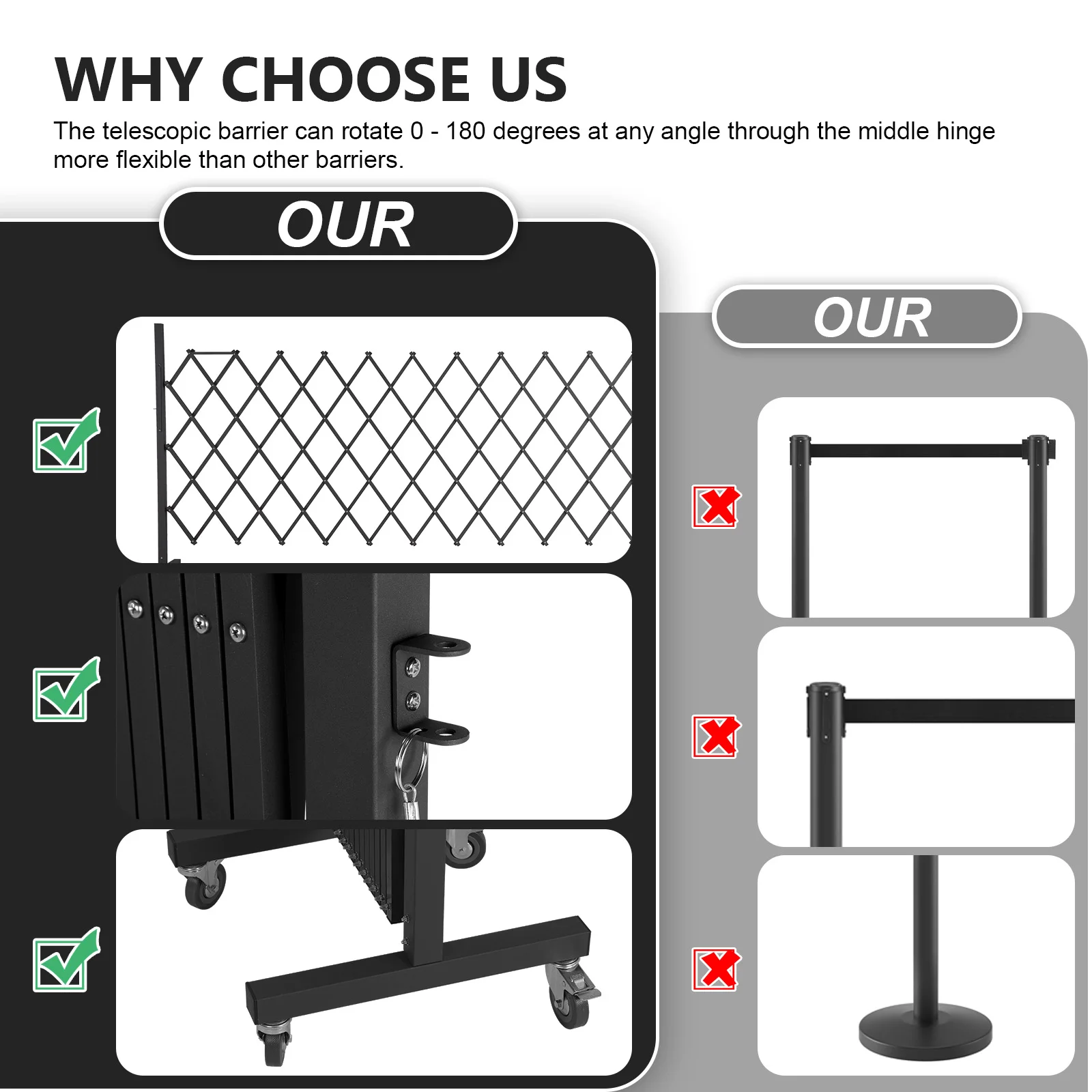 

Мобильные складные ножничные ворота на колесах с поворотом на 0-180 градусов для строительных площадок/контроля дорожного движения/ограждений
