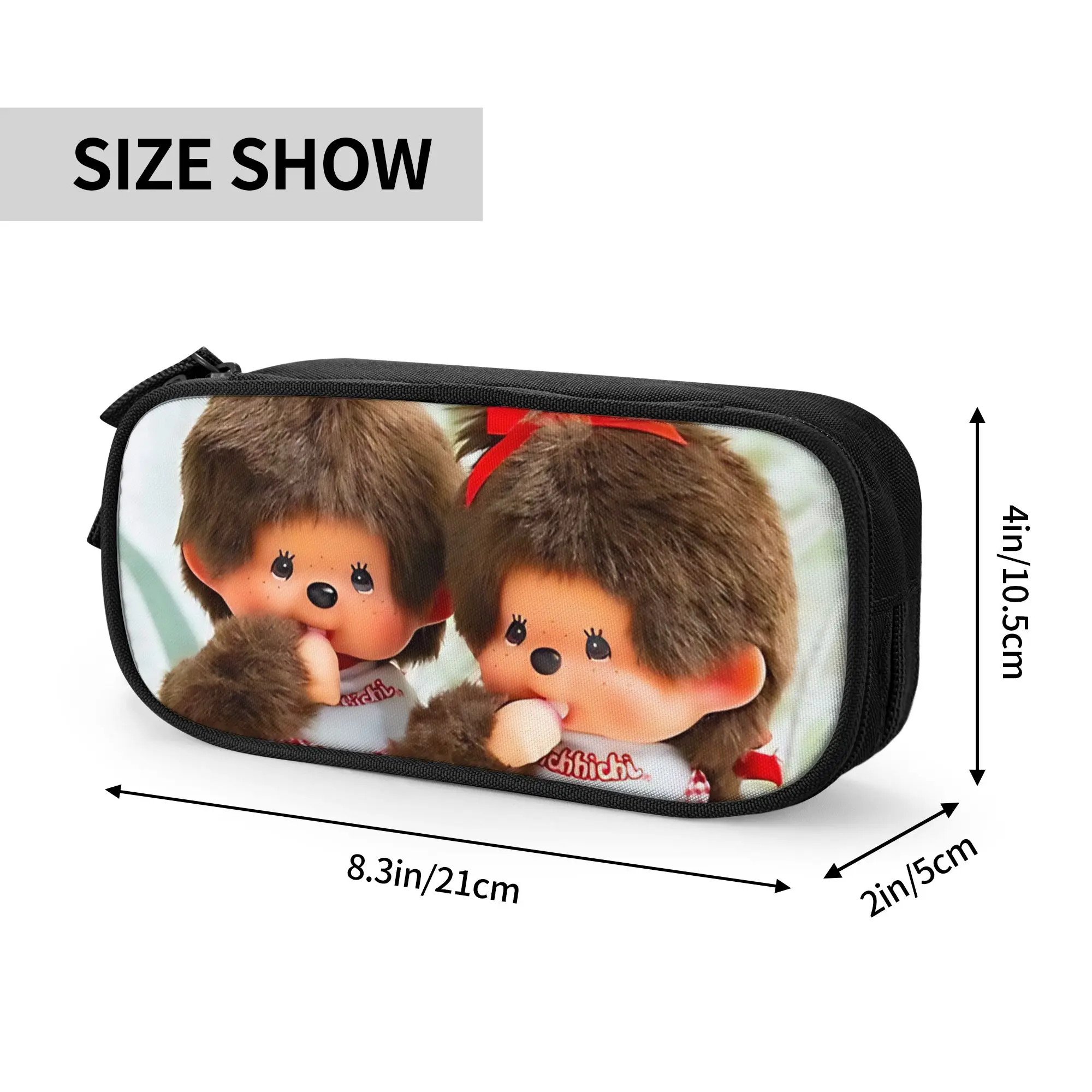 1 Stück Leichtes Vintage-Monkeys-Federmäppchen, Stiftetui für Schüler, M-Monchhichi Schul-Schreibwaren-Tasche – Detail 4