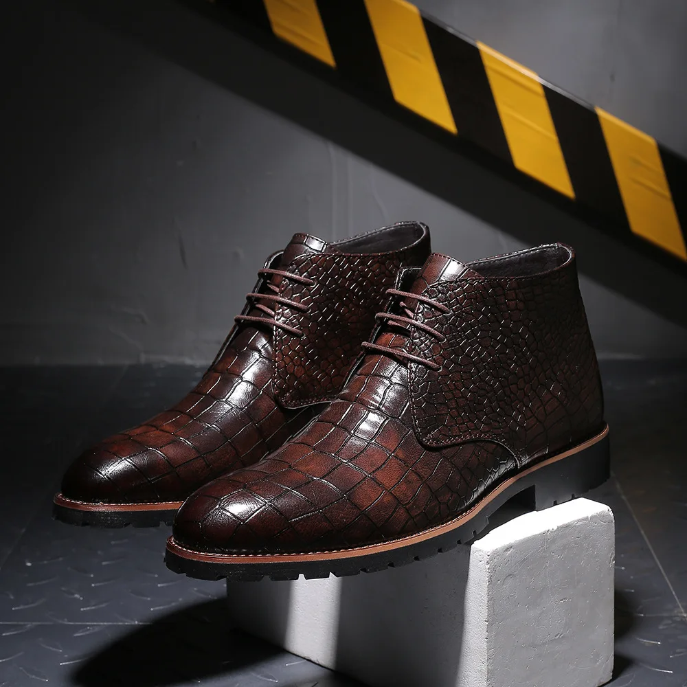 man shoes formal ankle boots for man crocodile outdoor boots brown botas para hombre botas oxford hombre