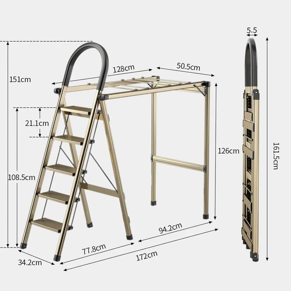 Double-Sided Ladder Drying Rack: Indoor Clothes Dryer, Space-Efficient, Wide Treads for Laundry