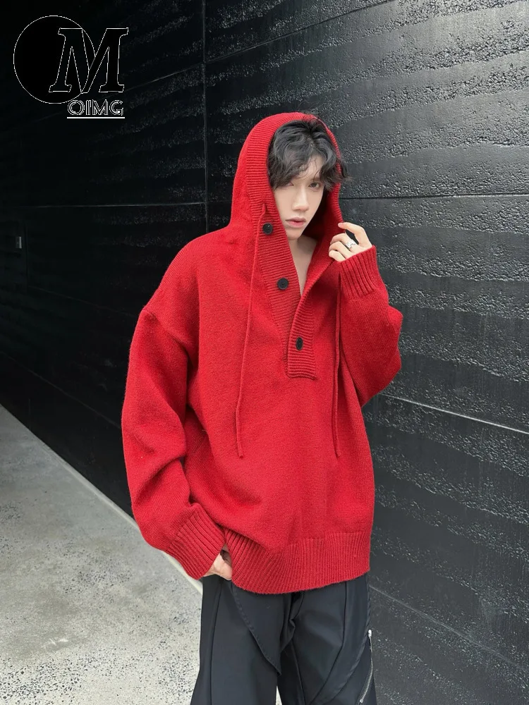 [OIMG] Korean Style Lazy Atmosphere Semi Cardigan Hooded Men's Casual Pullover Sweater Top