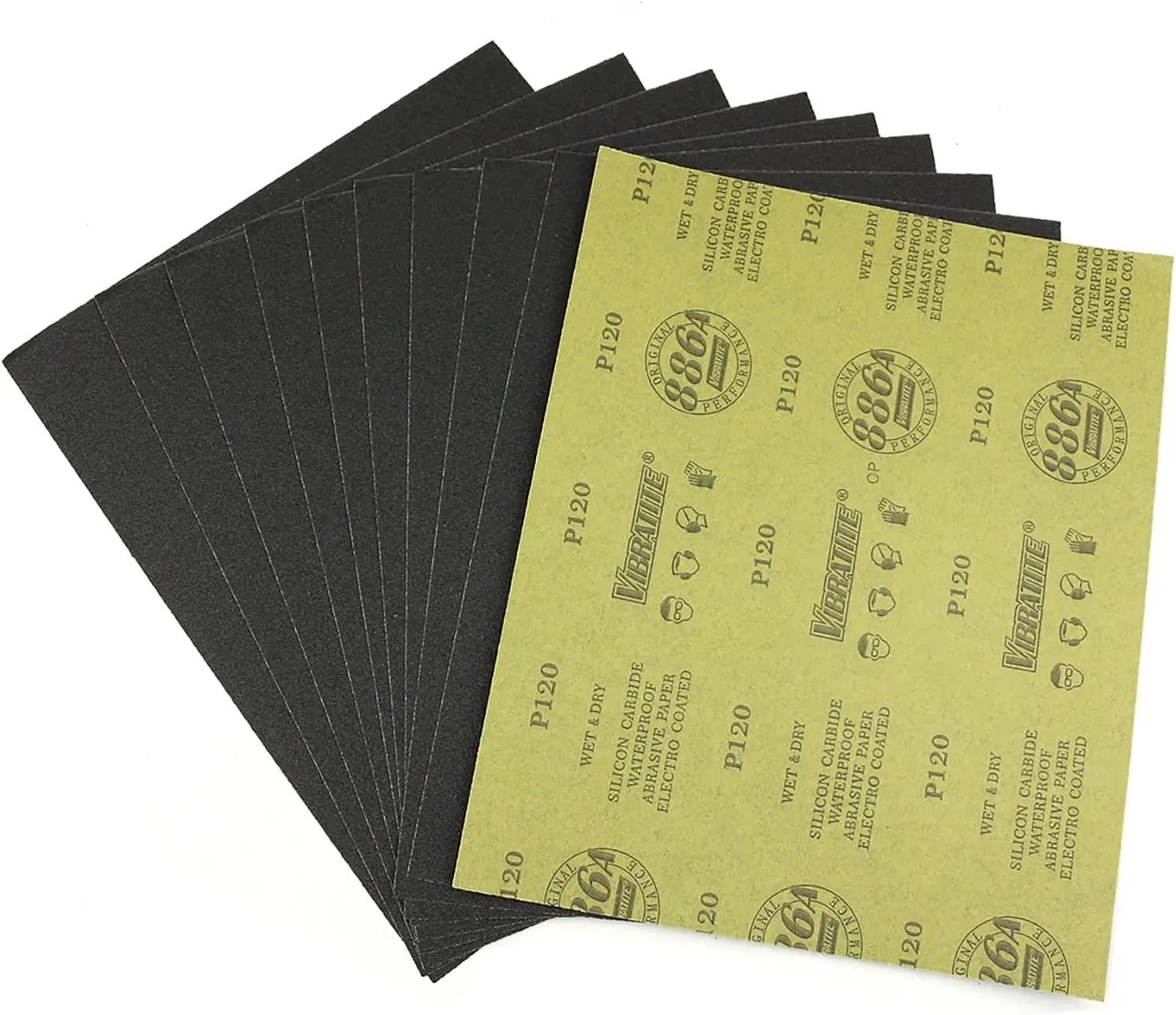 

120 Grit Wet Dry Sandpaper Sheets, 9x11 Inches Silicon Carbide for Wood Metal Automotive DIY, 10 Sheets