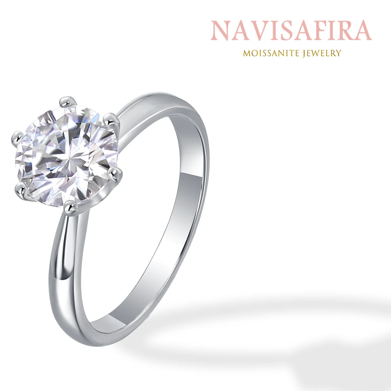 

1Ct/2Ct S925 Six-Prong Moissanite Ring, Classic Engagement Design, Elegant Jewelry for Women