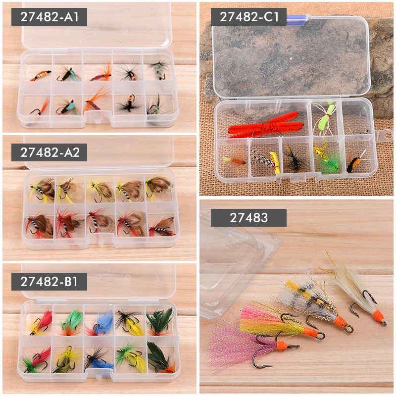 Mosodo 10pcs Flies Fly Fishing Lures Treble Hooks Insects Flies Set Dry Wet Flies Nymph Streamer Fishing Tackle Accessories