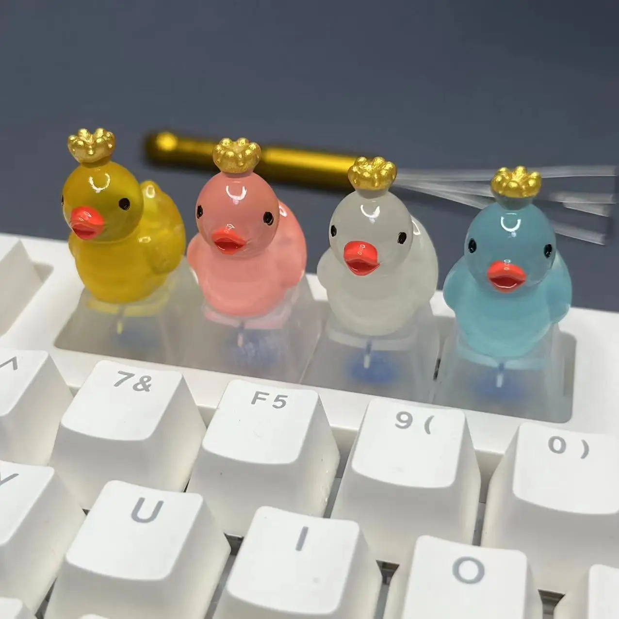 DIY Crown Duckling Keycap Luminous Personalized Creative Customization Transparent Gaming Mechanical Keyboard Keycap