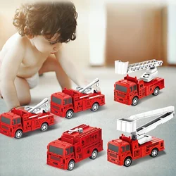 4Pcs Kids Car Toy Mini Pull Back Fire Engine Inertia Engineering Truck Military Vehicle Boys Toys for Children Christmas Gifts