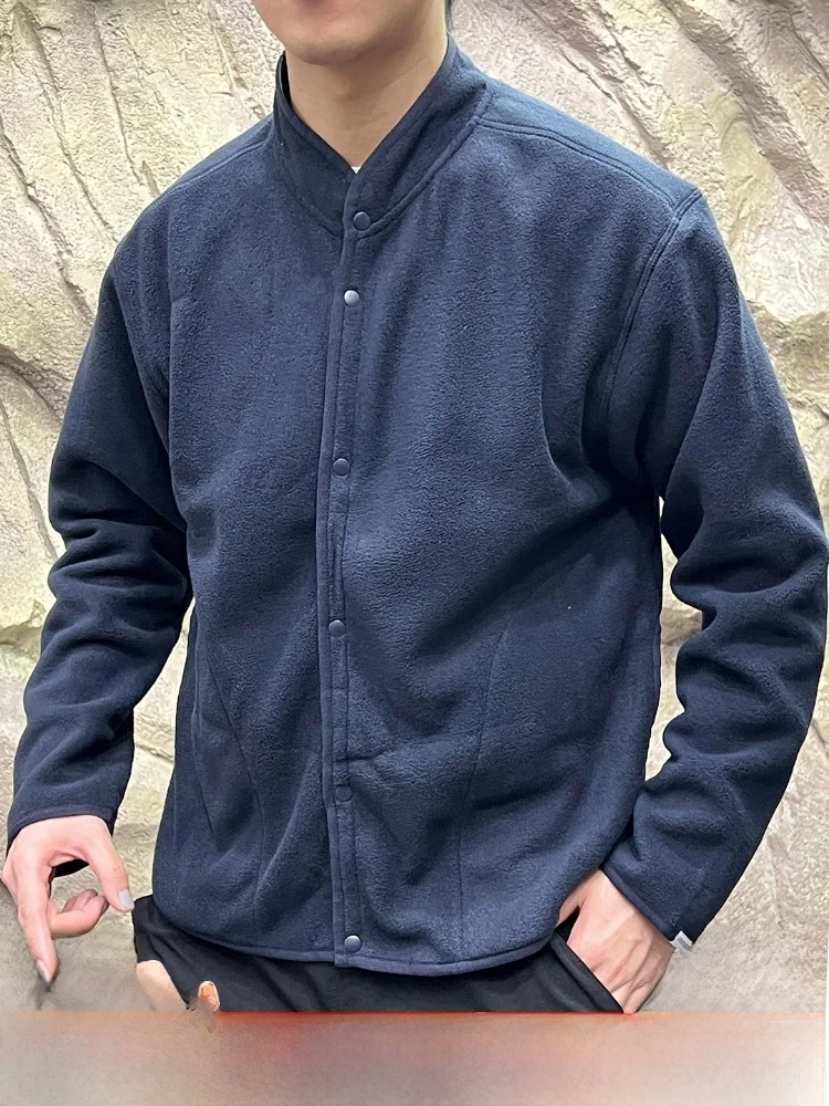 

ex Loose Fit Baseball Collar Jaet Fce Lined Warmth Stand Edition Polyester Fiber Long Sve Vintage Sle Coat