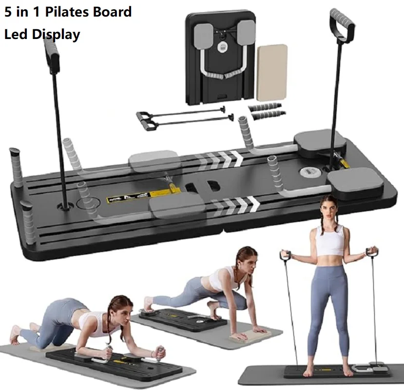 5 in 1 pilates board push up LED display Automatic Rebound Multi Pilates Reformer Set folding Fitness Exercise Equipment