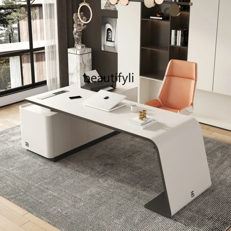 

C Desk Italian modern desk living room boss table white bedroom study desk