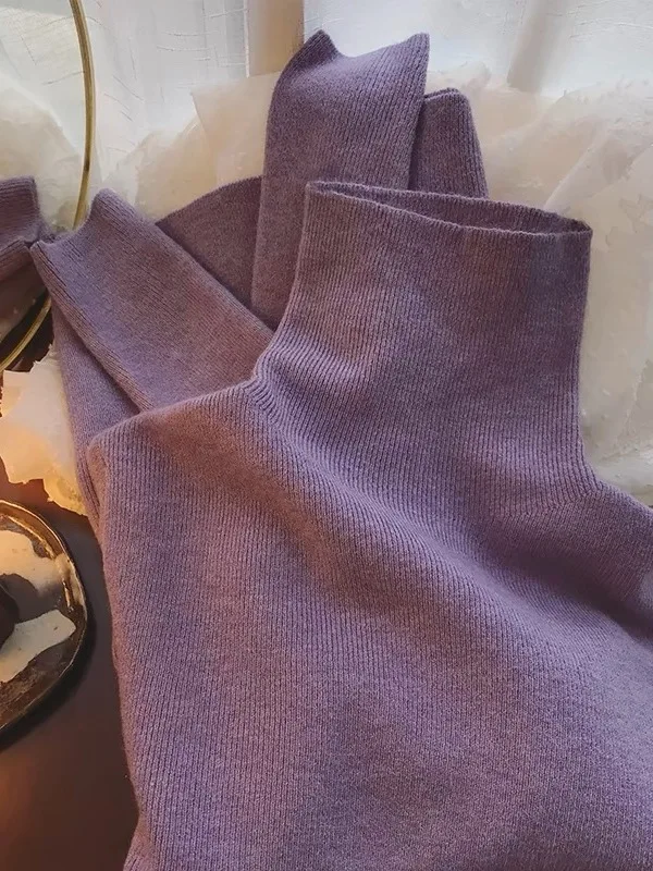 

Женский вязаный свитер с высоким воротником, бархатный, мягкий, уютный, осенне-зимний, внутренняя одежда, облегающий базовый многослойный топ Sweet Sle