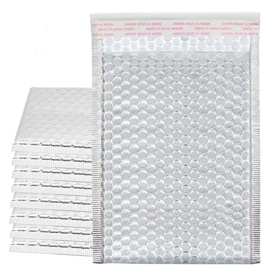 

75 штук металлизированных почтовых пакетов с пузырчатой пленкой, 6x9 дюймов, серебристые, самоклеящиеся, для отправки и упаковки.