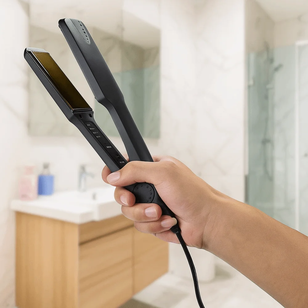 

Fast Warm-up Electric Hair Straightener Ceramic Glaze Widened Hair Curler Temperature Adjustable EU Plug Bangs Heating Plate