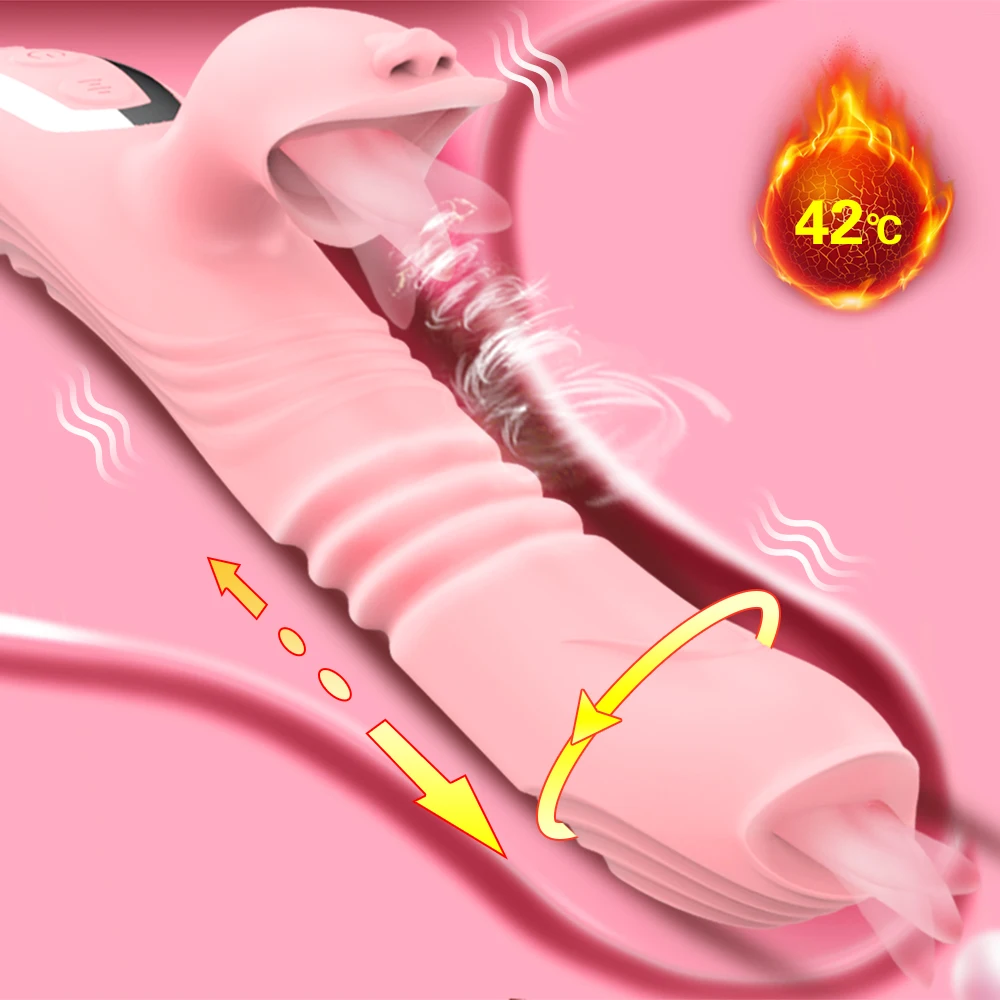 

Double Tongue Cunnilingus Vibrator Telescopic Rotating Dildo Heating Vagina Clitoris Stimulate Vibrator Adult Sex Toys For Women