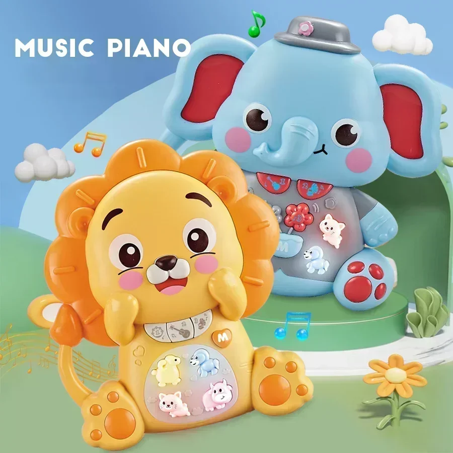 Animais dos desenhos animados pianos teclado com luzes aprendizagem precoce música eletrônica brinquedos do bebê educacional sensorial música tos para crianças