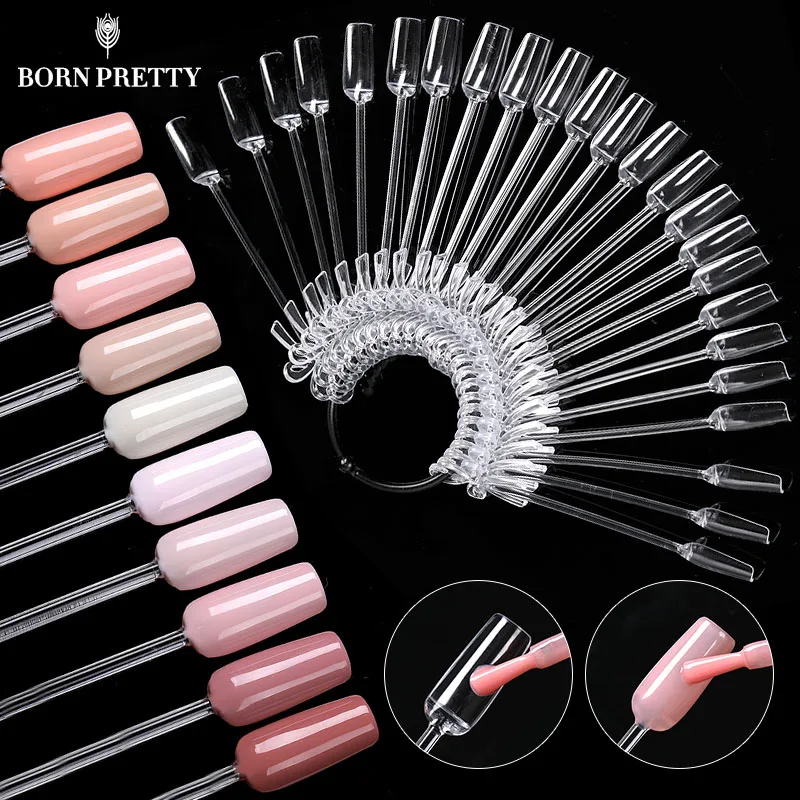 

BORN PRTTY White/Clear False Nail Tips Fan-Shaped Varnish Color Card Full Cover Fake Nails Nail Art Practice Display Tools