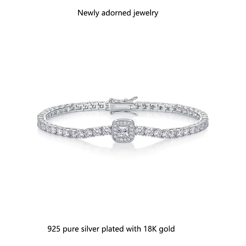 

High-quality European and American hip-hop 5.26ct moissanite tennis chain, trendy for both men and women, small-batch luxury, sh