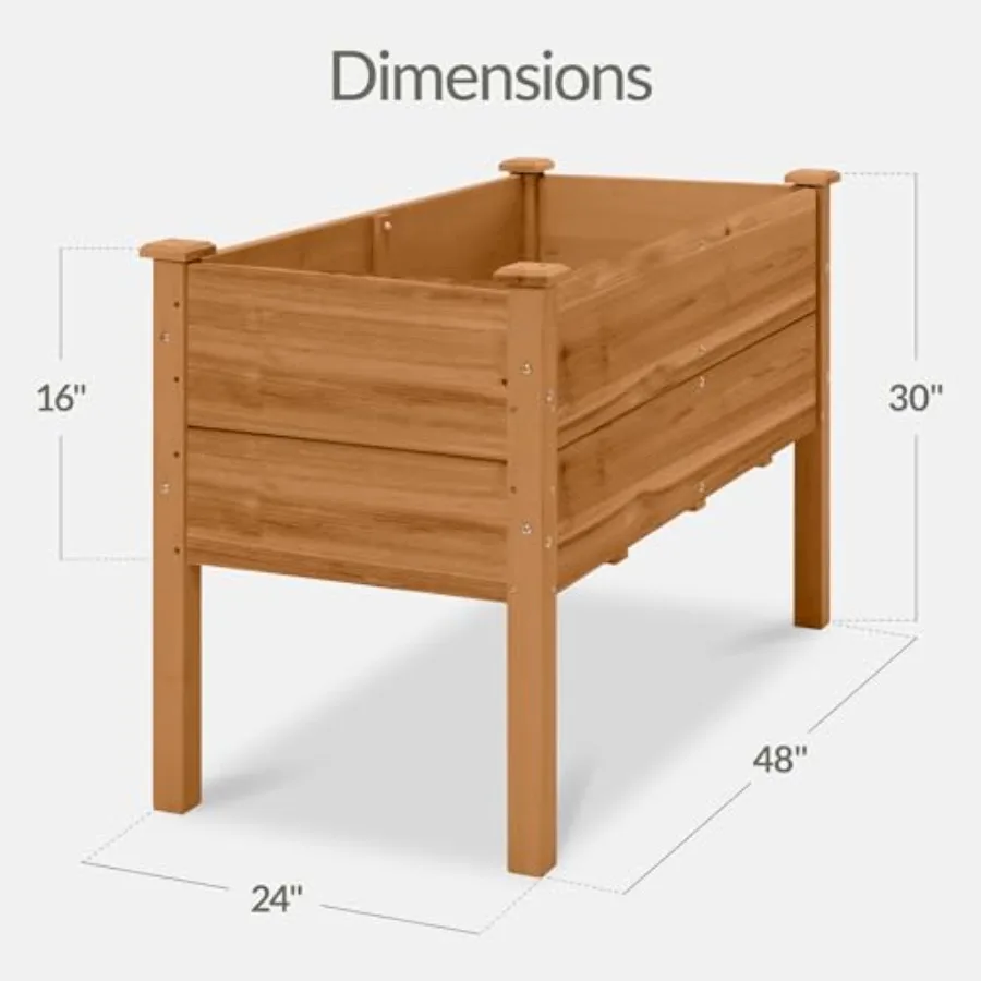 Backyard, patio, balcony raised garden bed in fir wood, natural color, extra deep 16-inch depth for optimal root growth