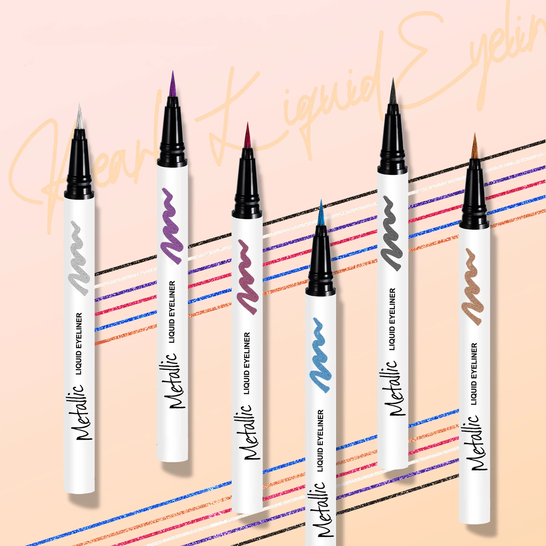 Farbiger Eyeliner-Stift, 6 Farben, nicht verschmierend, europäischer und amerikanischer Make-up-Perlglanz, fein blinkender Eyeliner-Stift