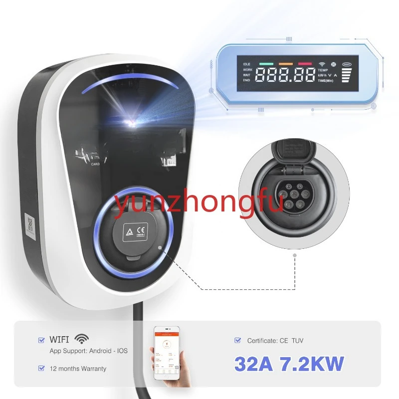 EV Electric Vehicle Charging Unit Type 2 Socket ev charging stations 32 Amp 7.2 KW Suitable for ev cars  WiFi App control