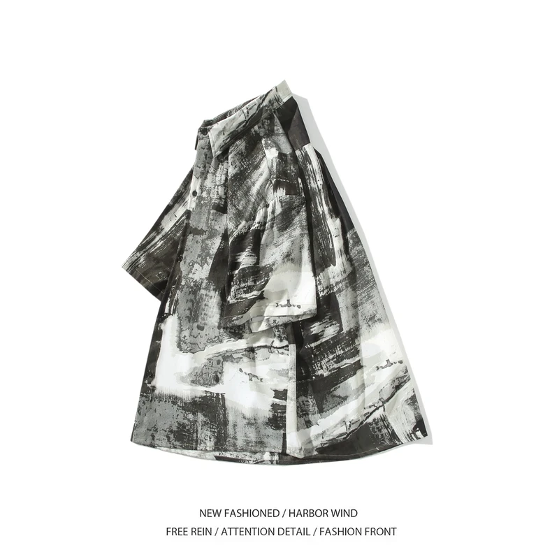 Men Short Sleeve Tie Dye Beach Shirt Summer Casual Loose Fit Oversized Comfortable Breathable Trendy Streetwear Vacation Fashio