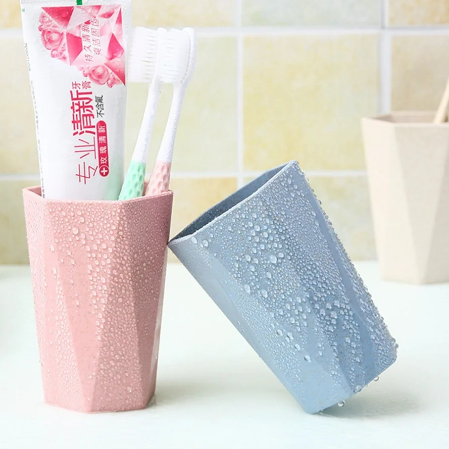1pcs Wheat Straw Diamond Cup Toothbrush Cup Mouthwash Household Couple Toothbrush Wheat Fragrance Wash Cup