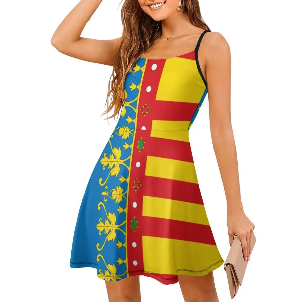 Exotic Flag of The Valencian Community (2x3) Women's Sling Dress Humor Graphic  Clubs Woman's Clothing Dresses Creative