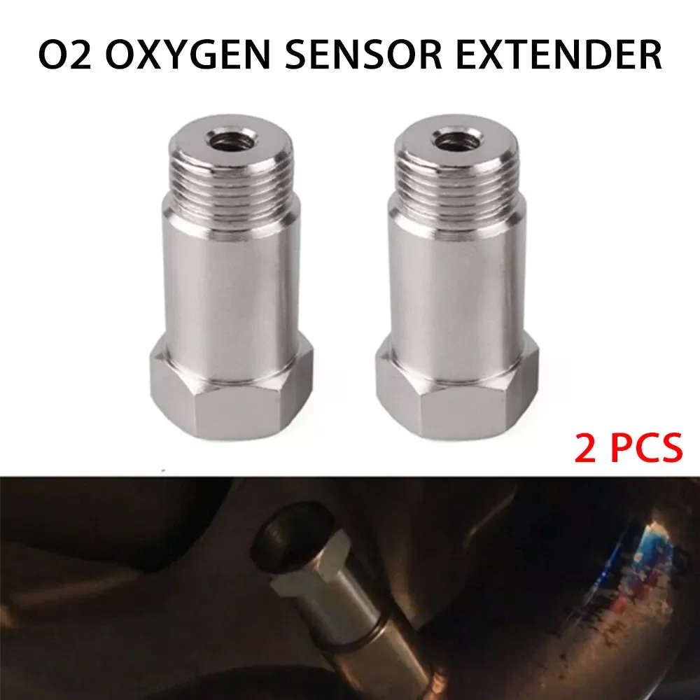 2PCS High Quality Universal Stainless Steel Straight O2 Spacer Oxygen Sensor Extension M18x1.5 CEL Fix/Simulator