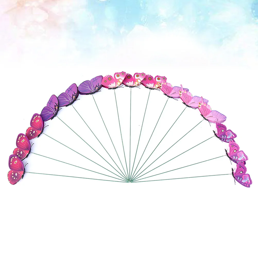 

24pcs Simulation Butterfly Stakes Waterproof Pvc Artificial Decor For Garden Lawn Patio Indoor Plant Ornament Purple