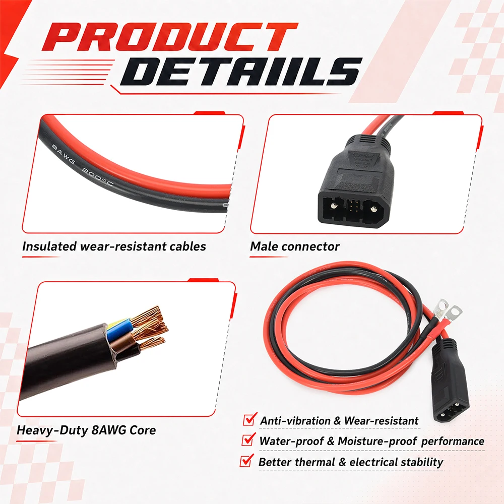 50A 8AWG bidirektionales Extra-Batteriekabel PPS-Adapter XT150 für EcoFlow Delta 2 Delta3 WAVE3 WattCycle 48V LiFePO4-Batterie ﻿ – Detail 2