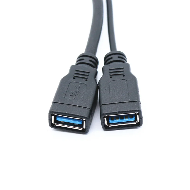 Kabel Data adaptor daya, kabel ekstensi kabel daya pengisi daya USB 3.0 A 1 Male ke 2 Dual USB Female 30cm