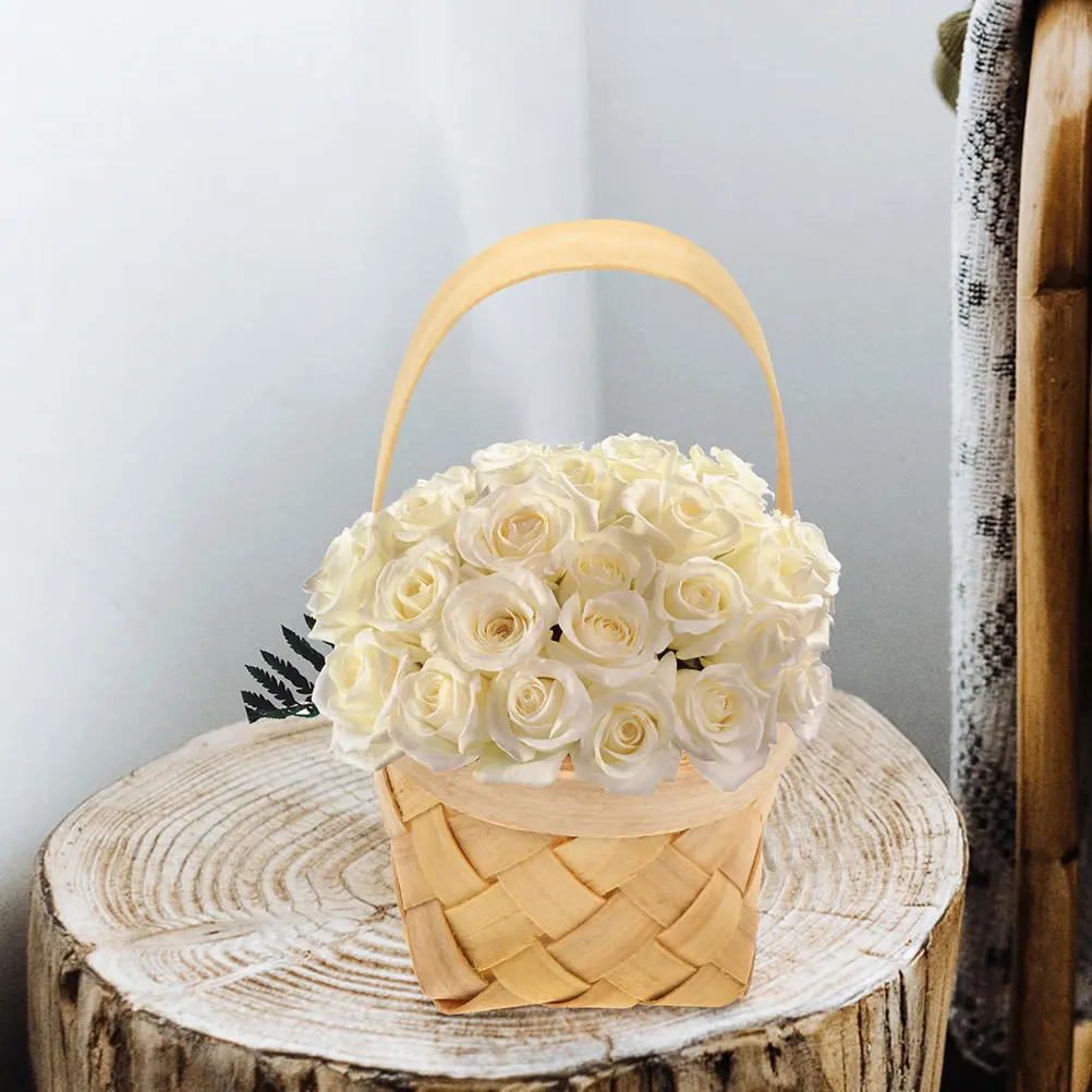 

10Pcs Mini Wooden Basket Rustic Handheld Wedding Candy Storage Gift Basket Party Supplies Wedding Party Supply