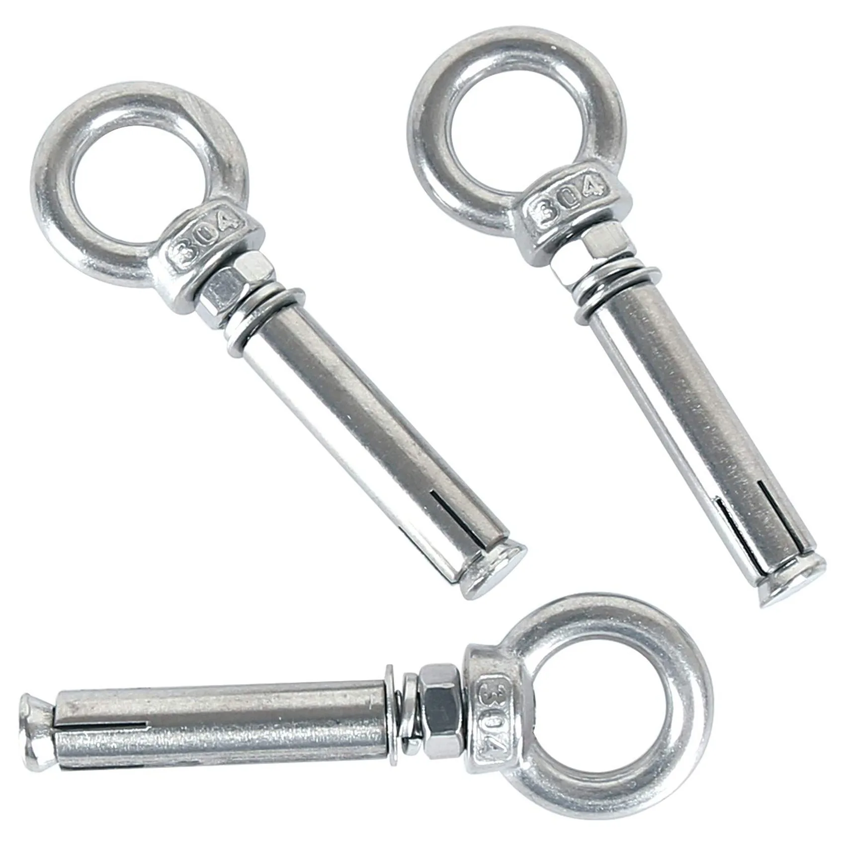 ABKS-10Pcs M8 X 60Mm Expansion Bolt Anchor Bolt 304 Stainless Steel Ring Lifting Anchor Eye Bolt Expansion Eyebolt
