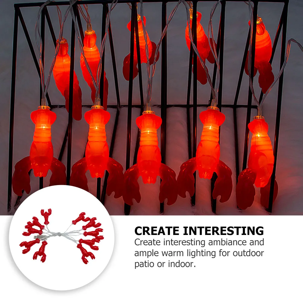 

1pc Lobster LED String Lights Decorative Christmas Lamp Festival Supplies Warm White Outdoor Indoor Hanging Garland