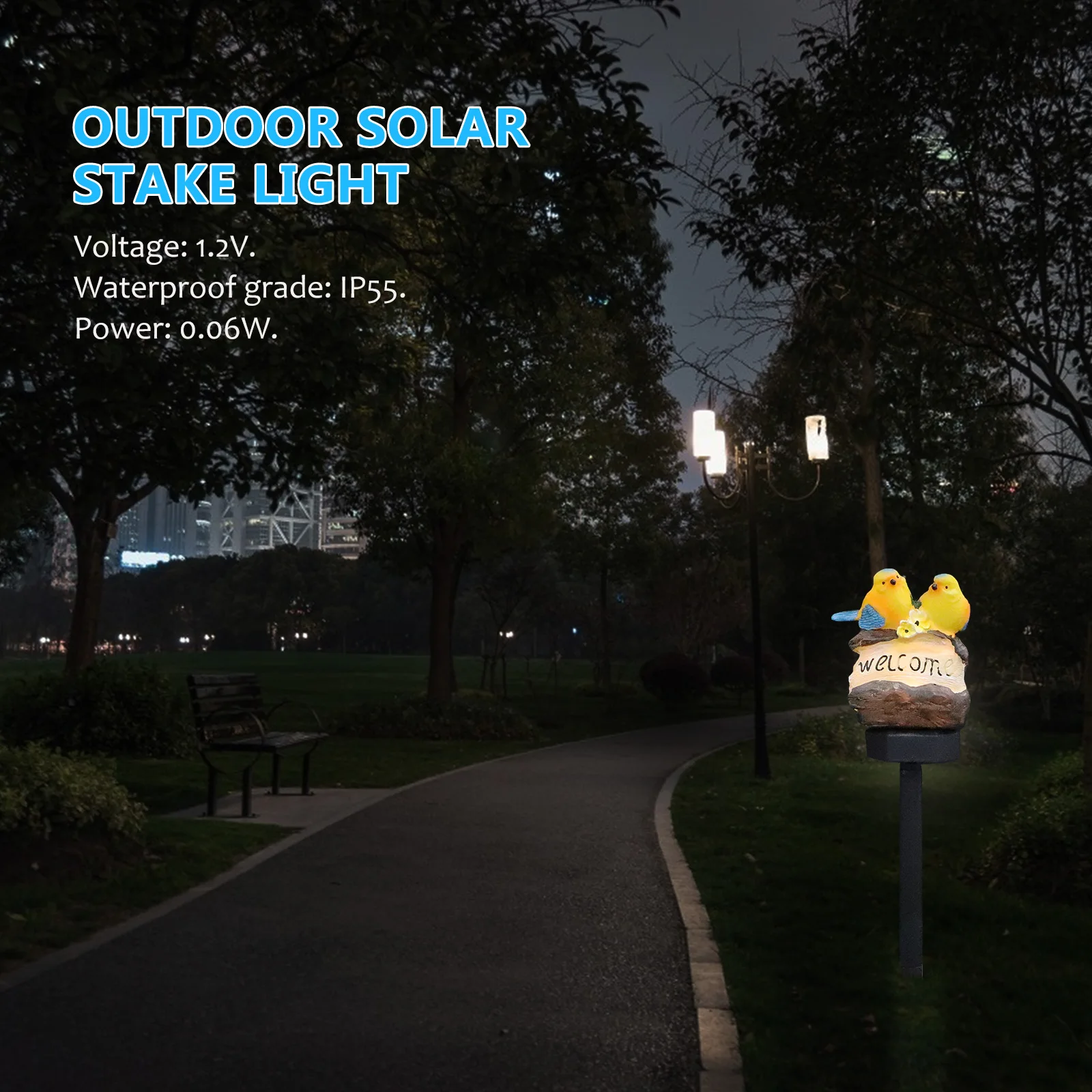 

Creative Solar Garden Stake Birds Design Waterproof Outdoor Lawn Light Yard Balcony Decoration Energy Saving Light
