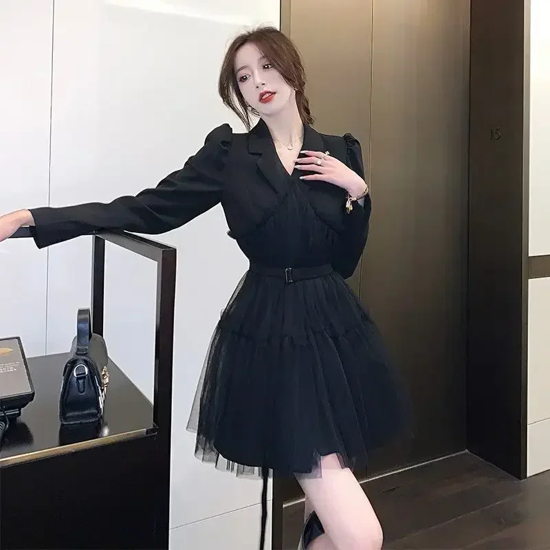 Woman Long Sleeve Dress Evening Party Blazer High Quality Spring Autumn Dresses for Women Outfits Korean Style G Designer Kpop X