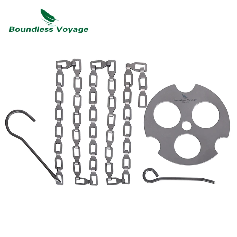 Boundless Voyage Camping Equipments, Titanium Hanging Chain Hooks Fixed-loop, Outdoor Camping Garden Pot Cup Grill Hanging