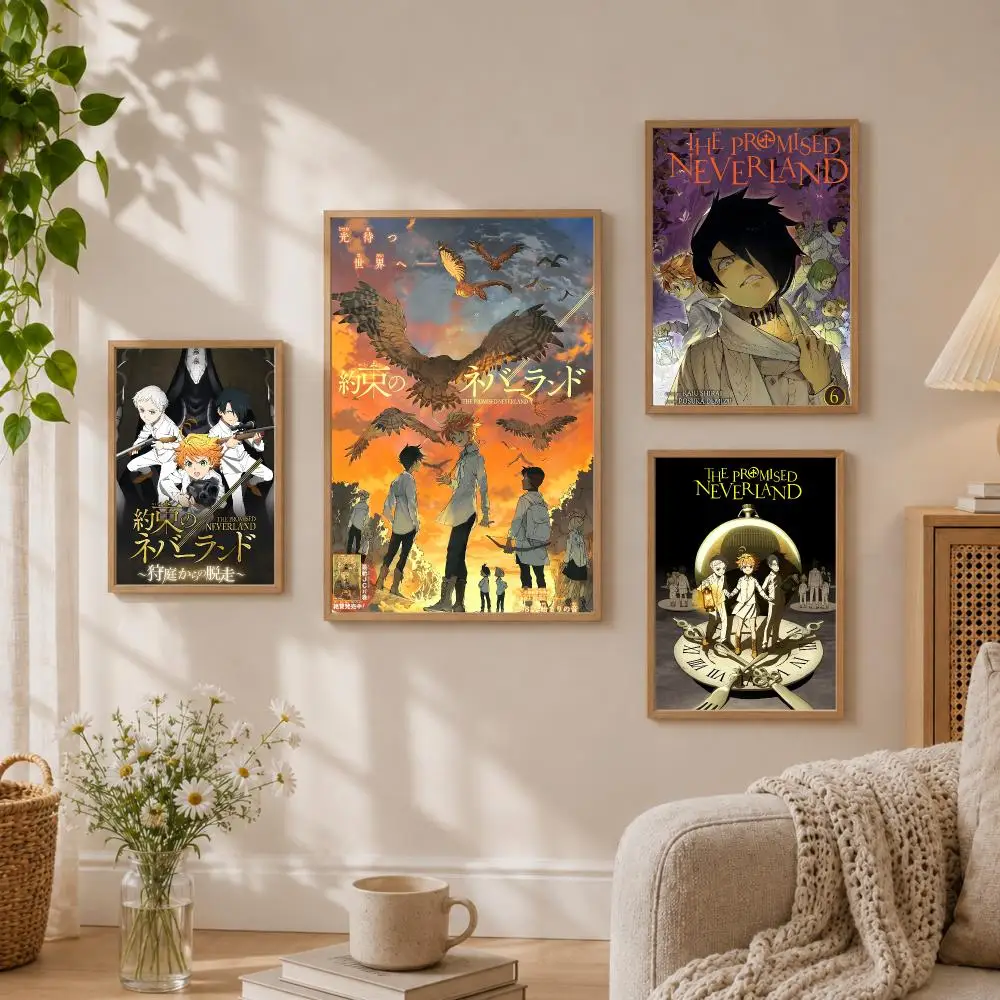 The P-Promised N-Neverland Poster Stickers HD Painting Self-Adhesive Art for Bedroom Living Room Home Decor Wall Decals Gift