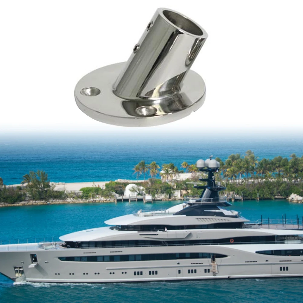 Marine Stainless Steel 60 Degree 22Mm 7/8 Inch Tube Round Base Hand Rail Railing Fitting Rowing Yachts Accessories-A14Z