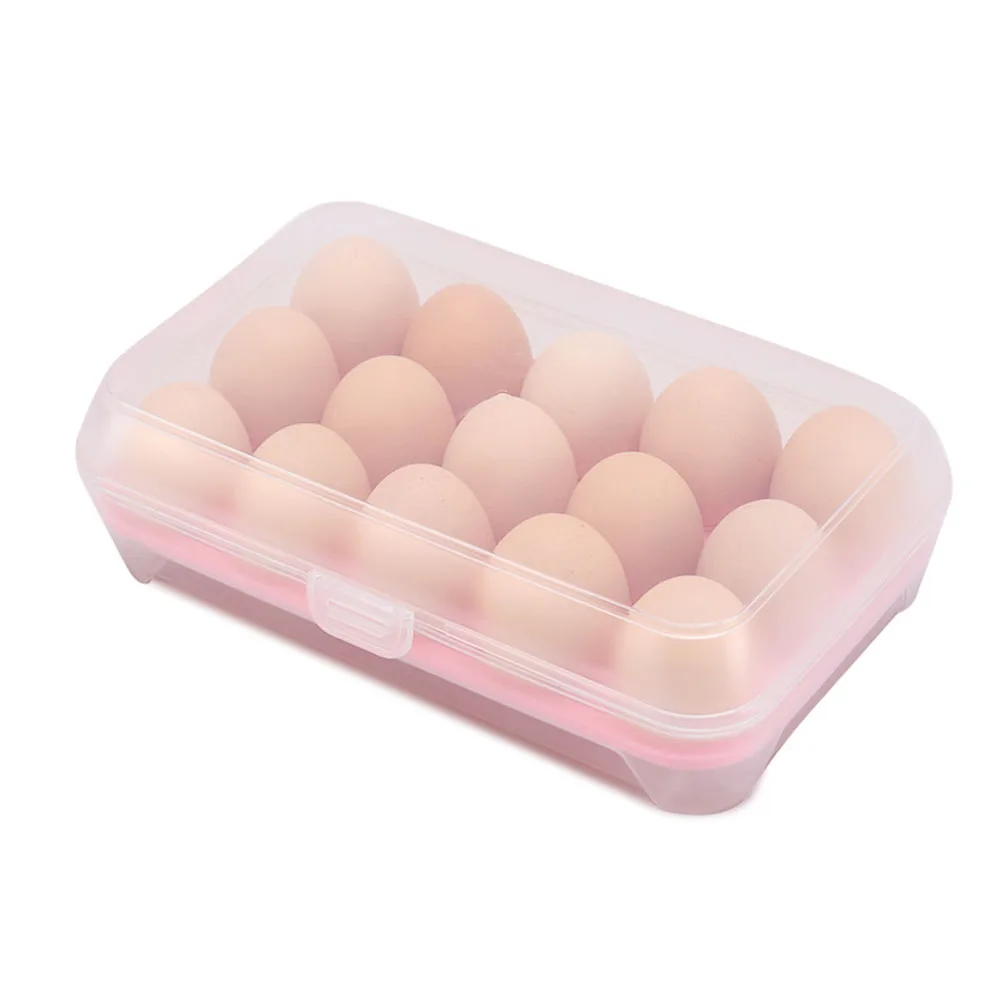 

Plastic Egg Holder 15 Grid Kitchen Container Food Storage Box Fridge Transparent Durable Egg Tray ganizer Preservation Solution