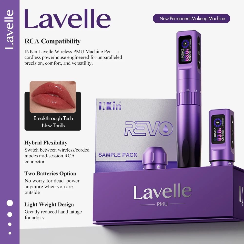 

INKin Lavelle с регулируемым ходом, беспроводная машина для перманентного макияжа, роторная ручка, устройство для татуировки, бровей, губ, подводки для глаз
