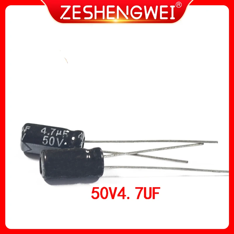 

50pcs 4.7uF 50V 4.7MFD 50Volt 4*7mm Aluminum Electrolytic Capacitor Radial 4.7uf 50v