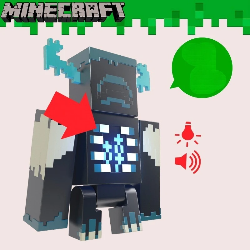 

Оригинальный Mattel Minecraft Light Sound Guardian Warden, аниме-игра, экшн-фигурки, игрушки для детей, рождественские подарки HHK89
