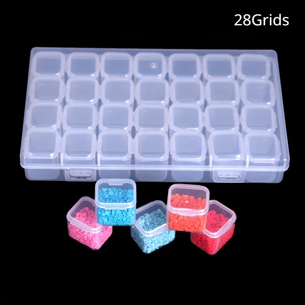 1 Set Of 28/56 Grids, DIY Diamond Painting Tool, Jewelry Nail Loose Bead Organizer, Independent Rice Bead Storage Container, Mul