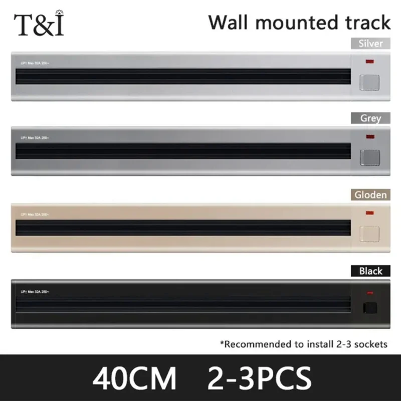 T&I Wall Power Track Socket EU UK US FR Standard Universal Home Kitchen Bathroom Office Sockets Pop Replaceable Without Punching